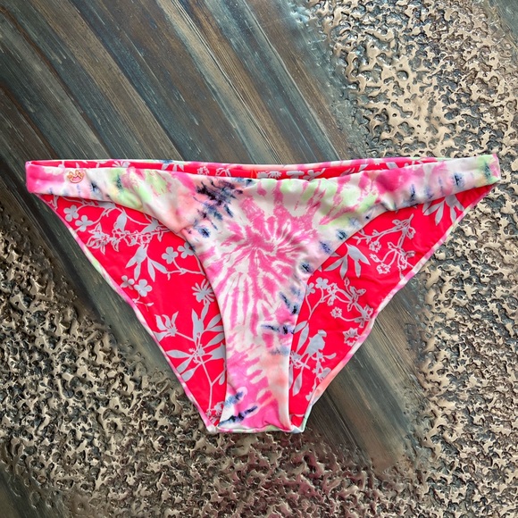 Maaji Rainbows Flirt Thin Side bikini bottoms -tie dye- size large reversible - Picture 3 of 10